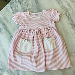 Squiggles Girls Cotton Pink Striped Dress, 3T